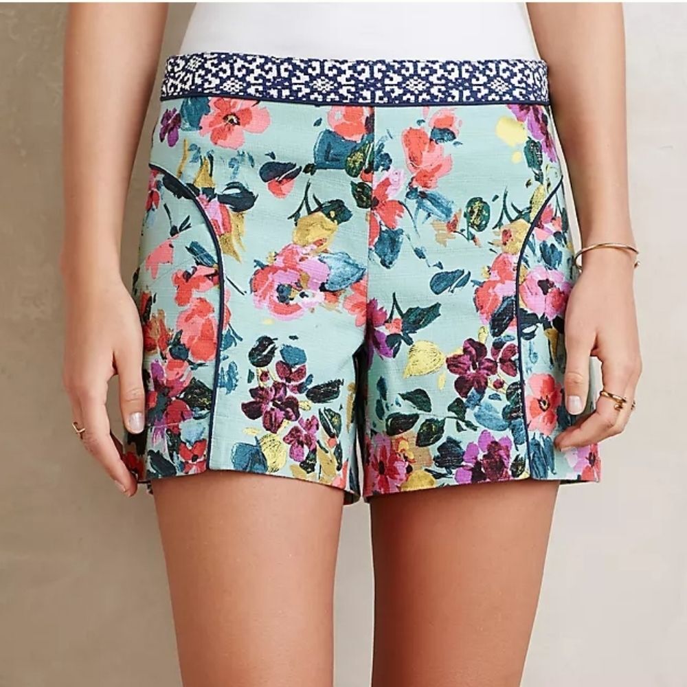 Anthropologie Cartonnier Skyflower Shorts summer maximalist playful size 4